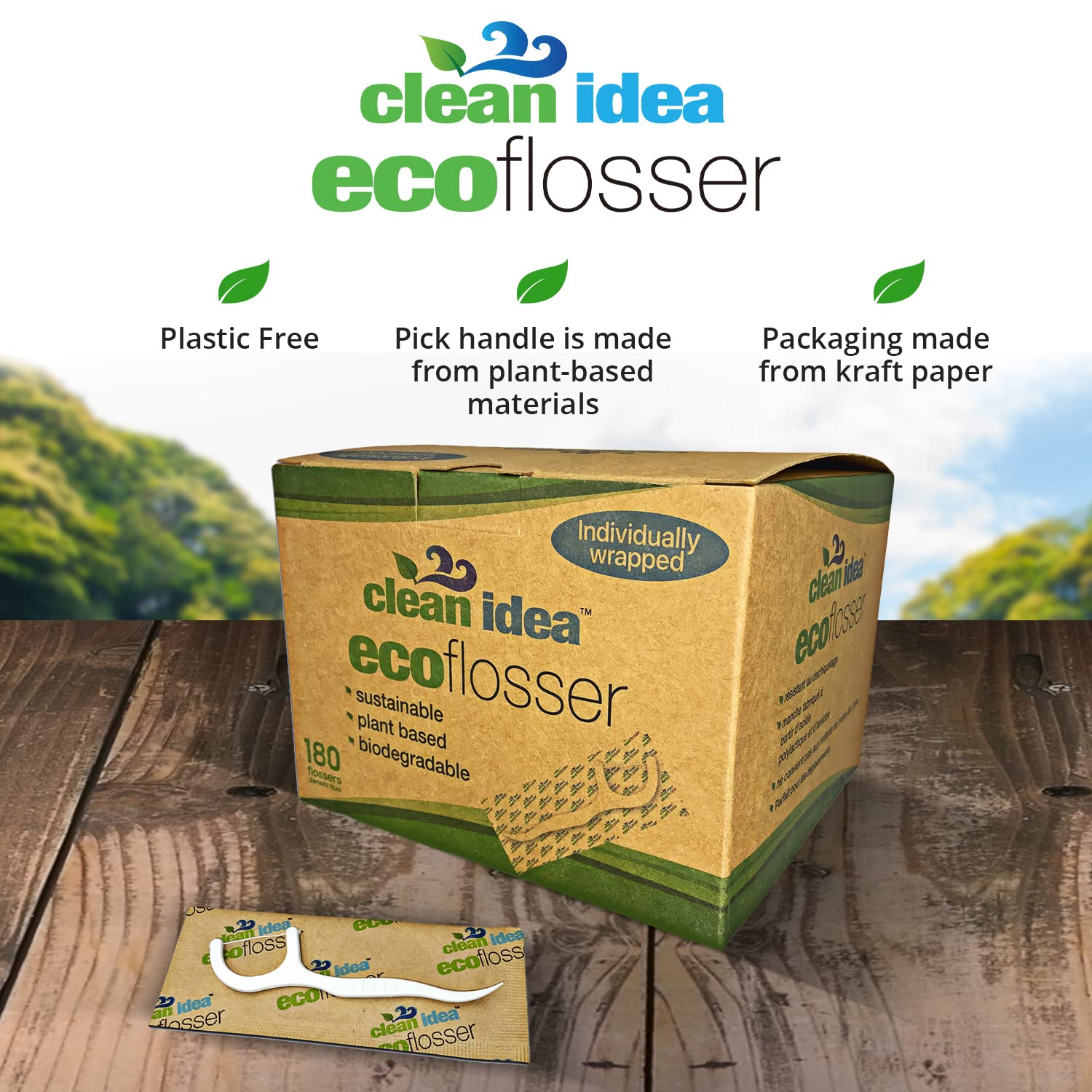 Plastic-free kraft paper packaging for Clean Idea EcoFlossers