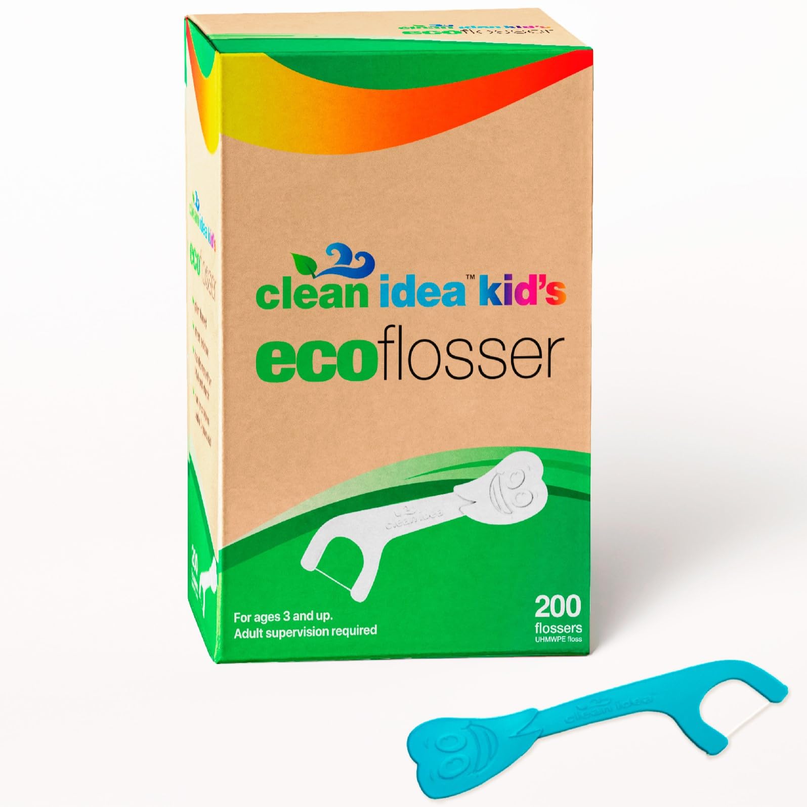 Clean Idea Kids EcoFlossers 200ct colorful floss picks for kids