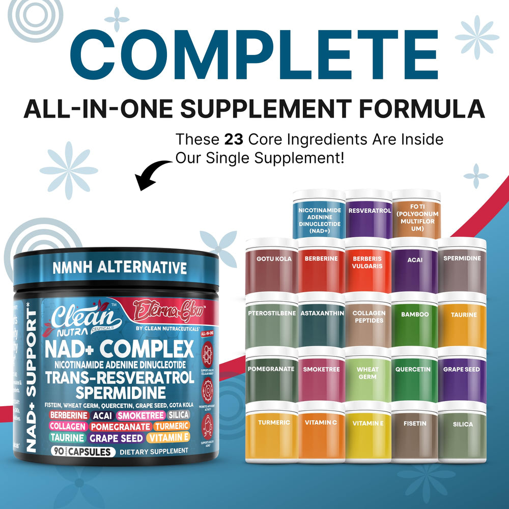 NAD+ collagen taurine turmeric grape seed formulation