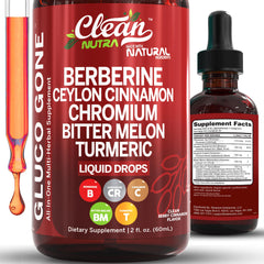 Bottle of Clean Nutra Berberine with Ceylon Cinnamon Liquid Drops