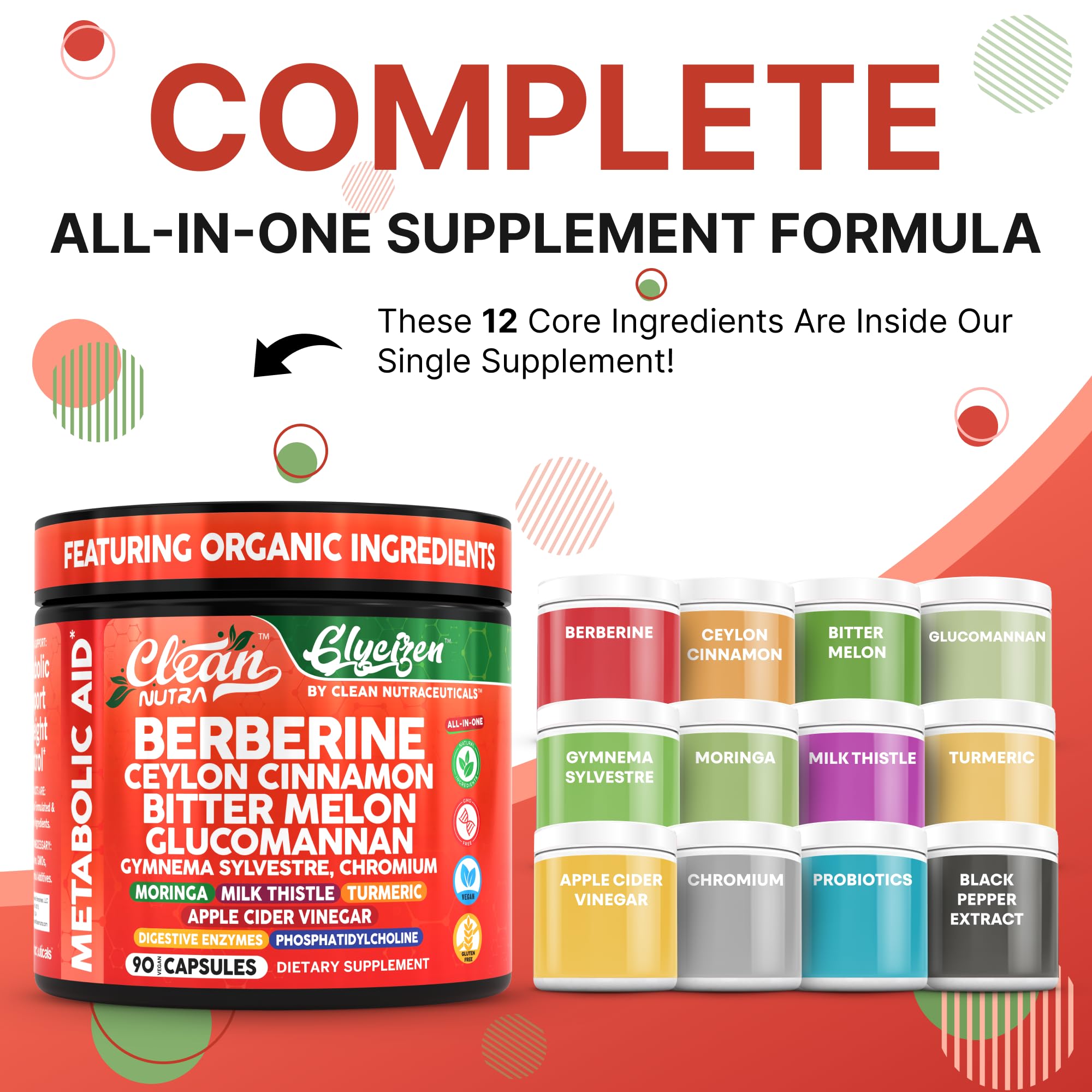 Close-up of Clean Nutra Berberine & Cinnamon bottle label