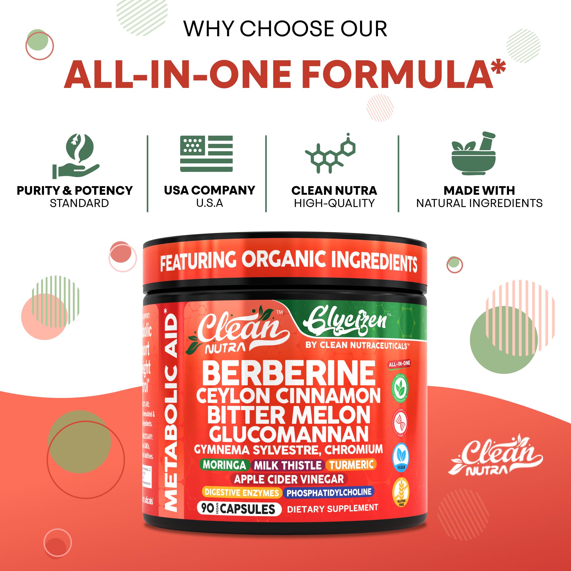 Packaging design for Clean Nutra Berberine & Cinnamon