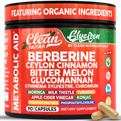 Hero image of Clean Nutra Berberine & Cinnamon supplement bottle