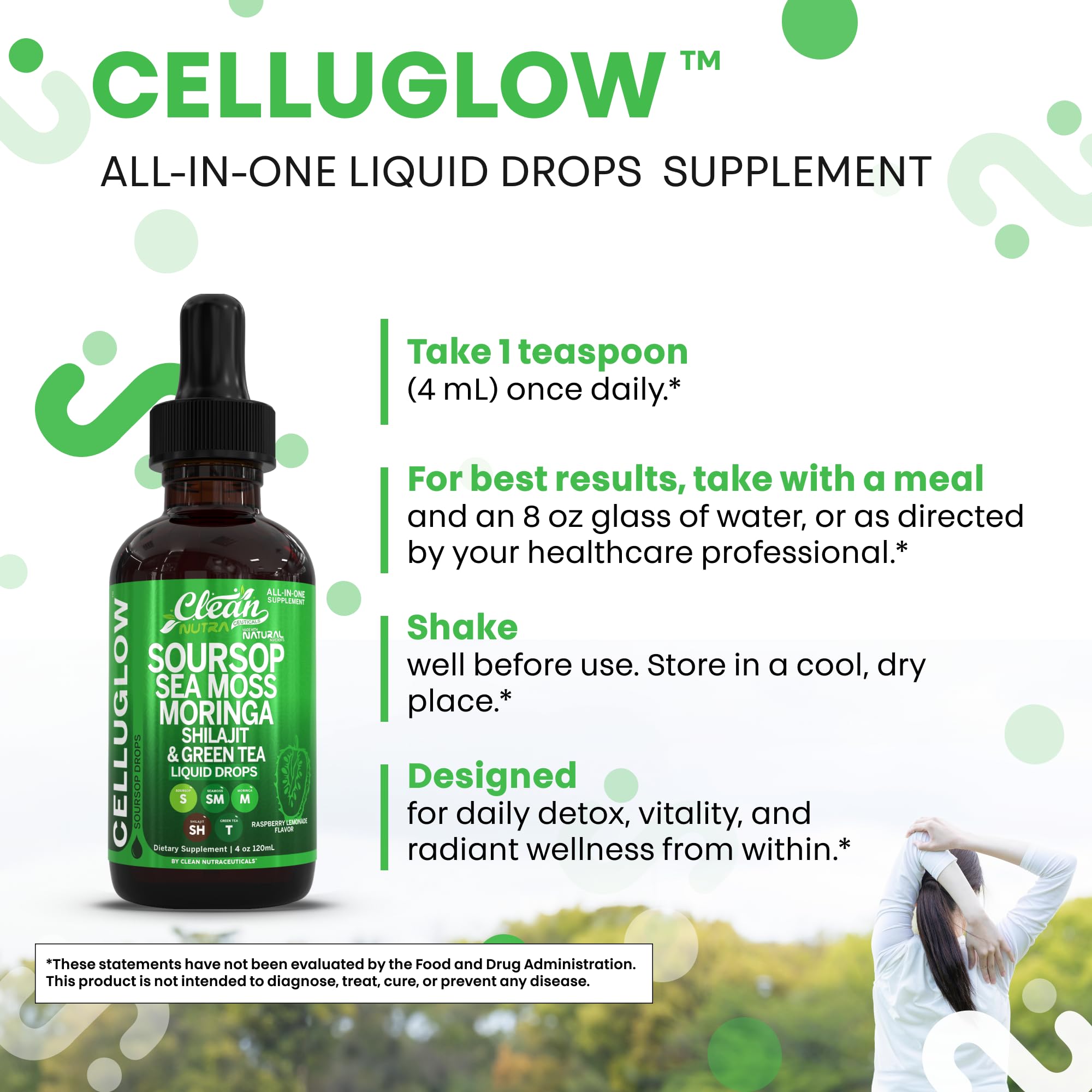 Glass of raspberry lemonade flavor CelluGlow drops