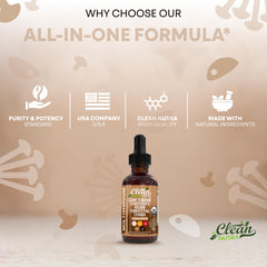 Clean Nutra Enokitake Poria mushrooms drops for skin moisture and wellness