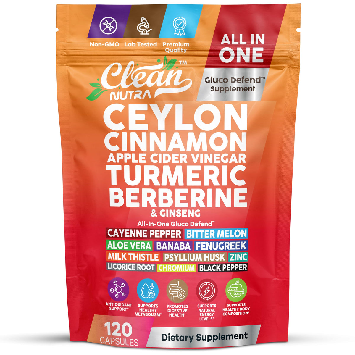 Clean Nutraceuticals front bottle view showing label and benefits