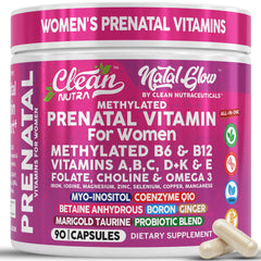 Bottle of Clean Nutra methylated prenatal vitamins for women