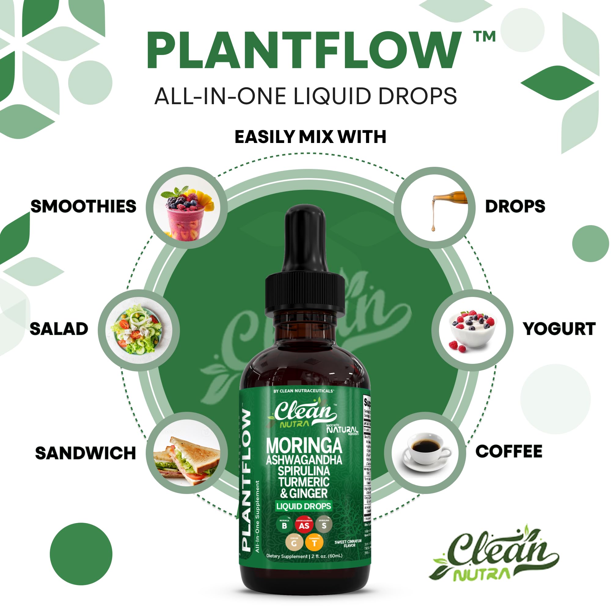 Clean PlantFlow blend with cinnamon, holy basil and matcha