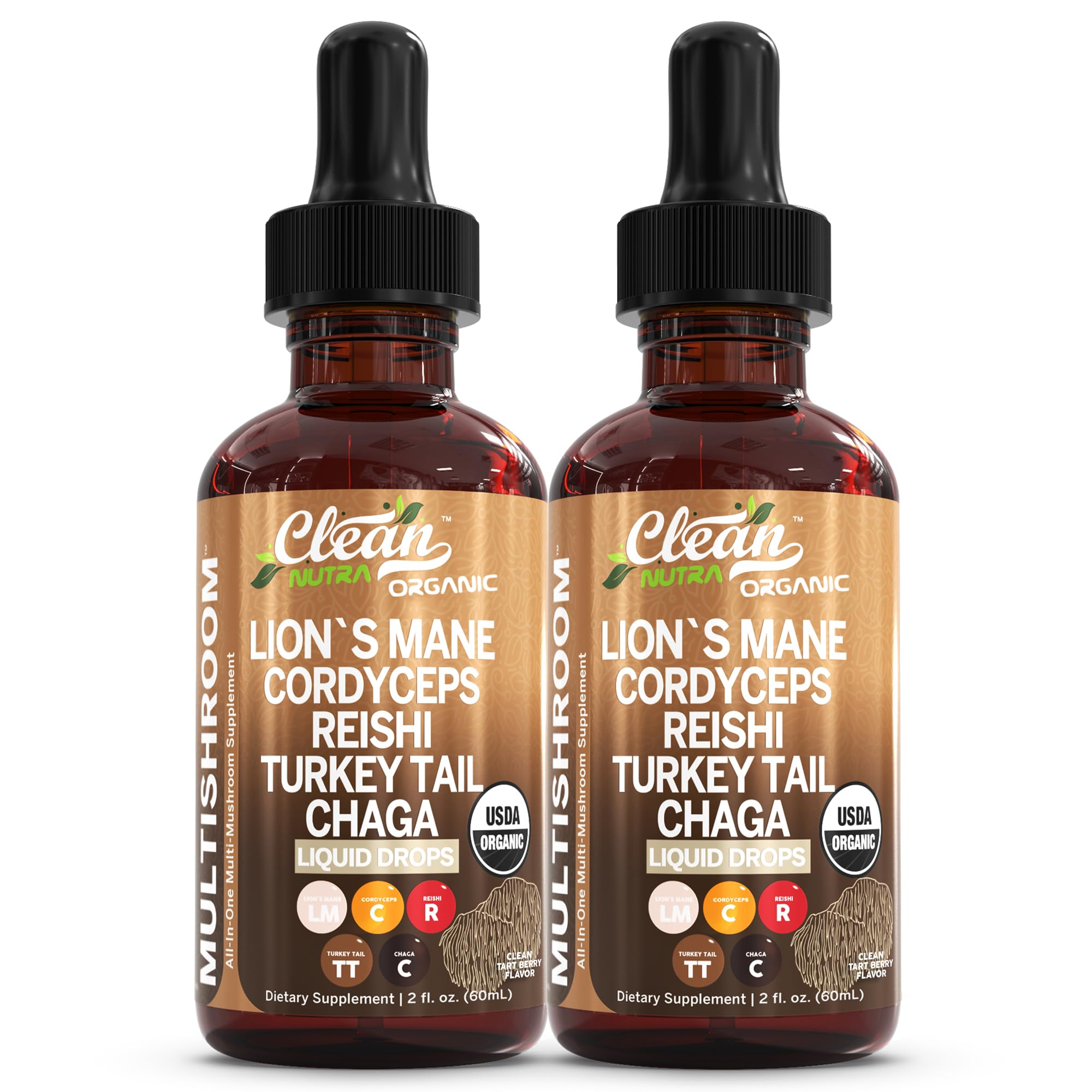 Clean Nutra Mushroom Liquid Drops bottle for easy daily use and convenience
