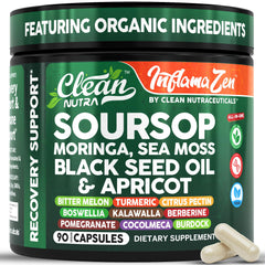 Clean Nutra Soursop supplement bottle with 90 capsules