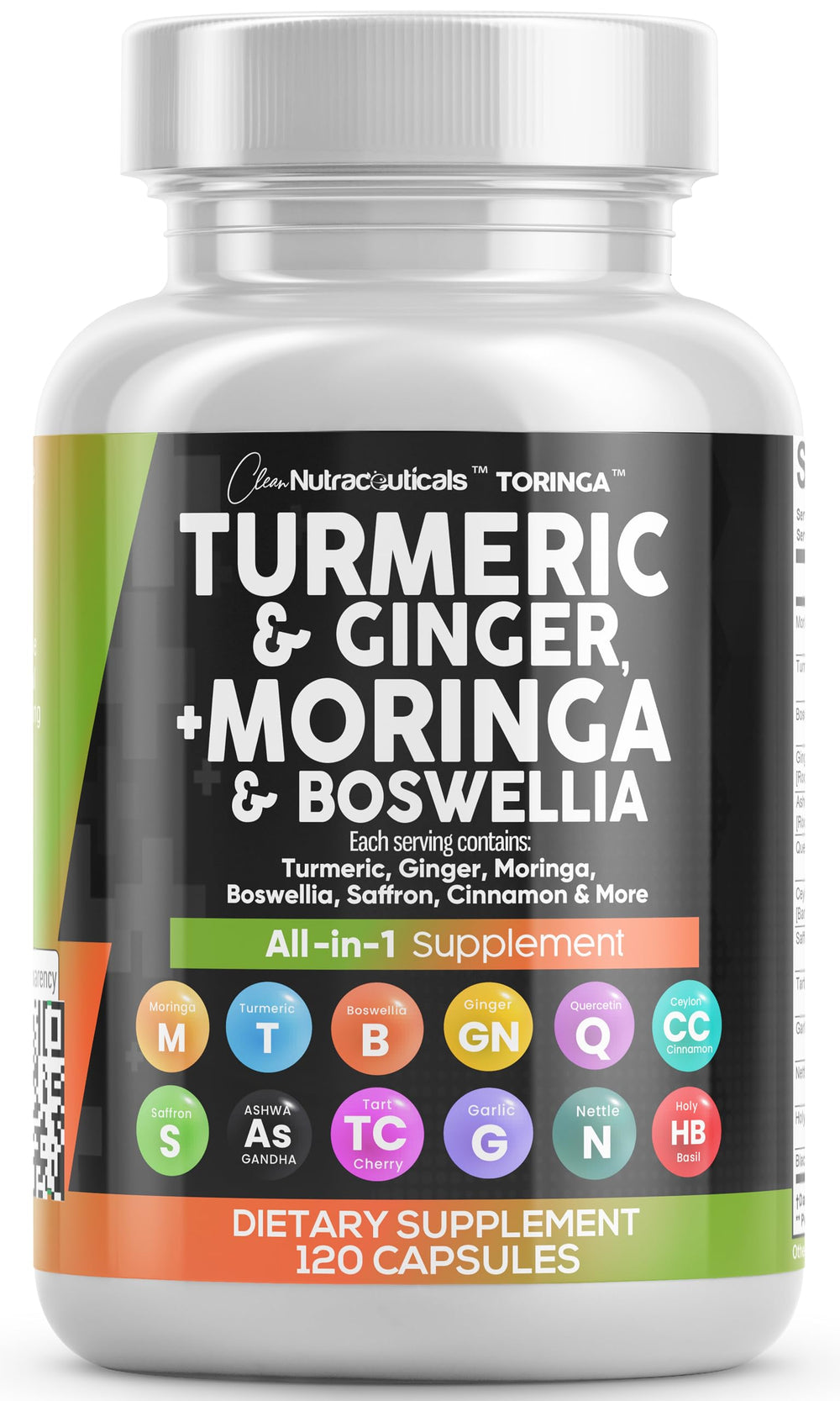 Clean Nutra Turmeric Moringa supplement bottle with capsules
