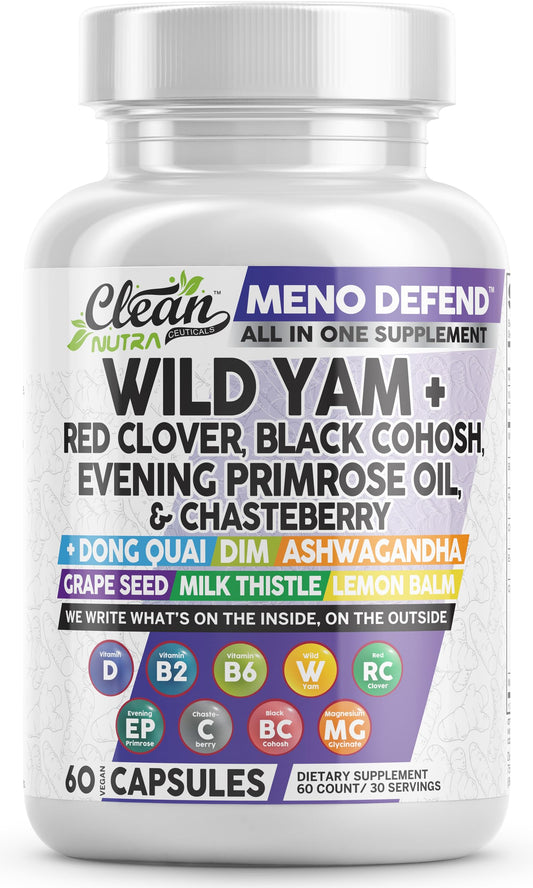 Clean Nutra Wild Yam Root Capsule bottle with herbs