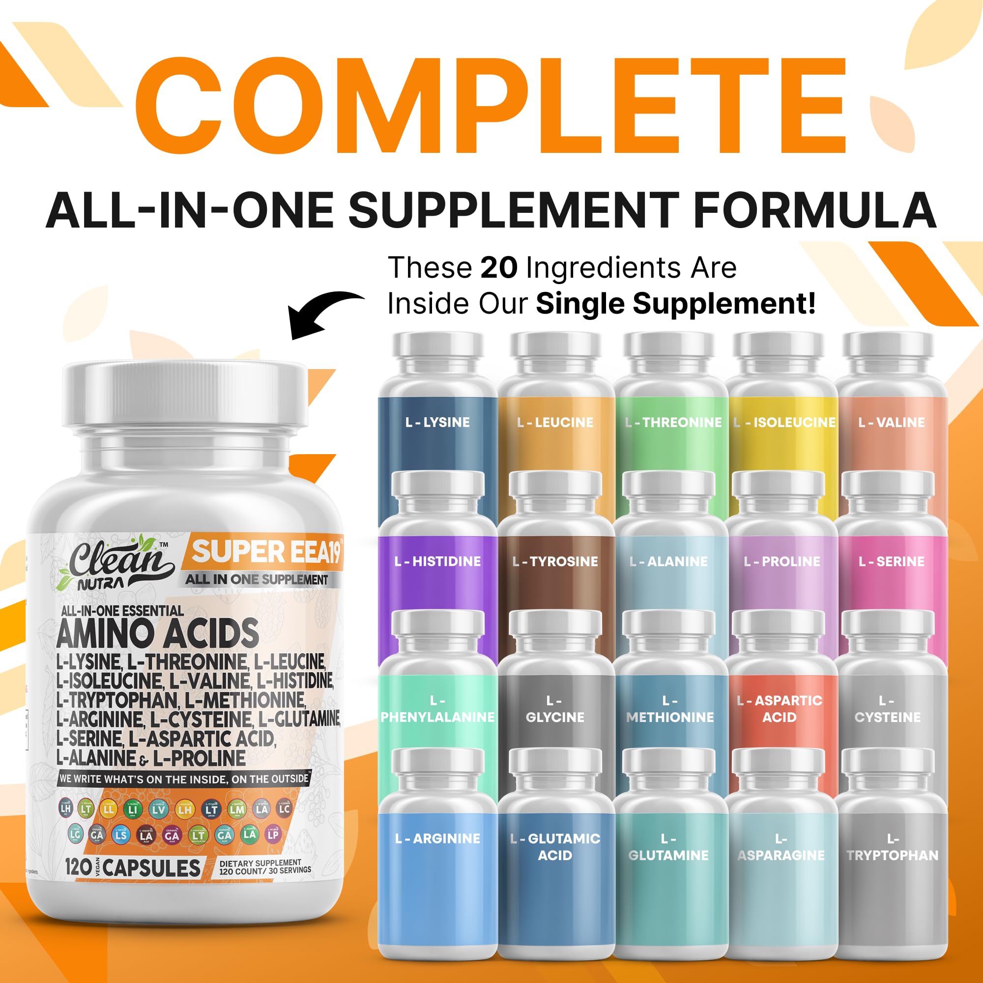 Close-up of amino acids capsules