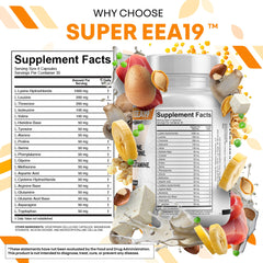 Amino acids powder and capsules displayed together