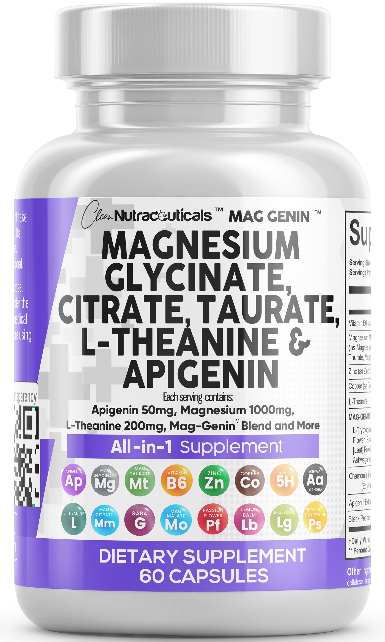 Hero image of Clean Nutraceuticals Mag Genin 60-count bottle