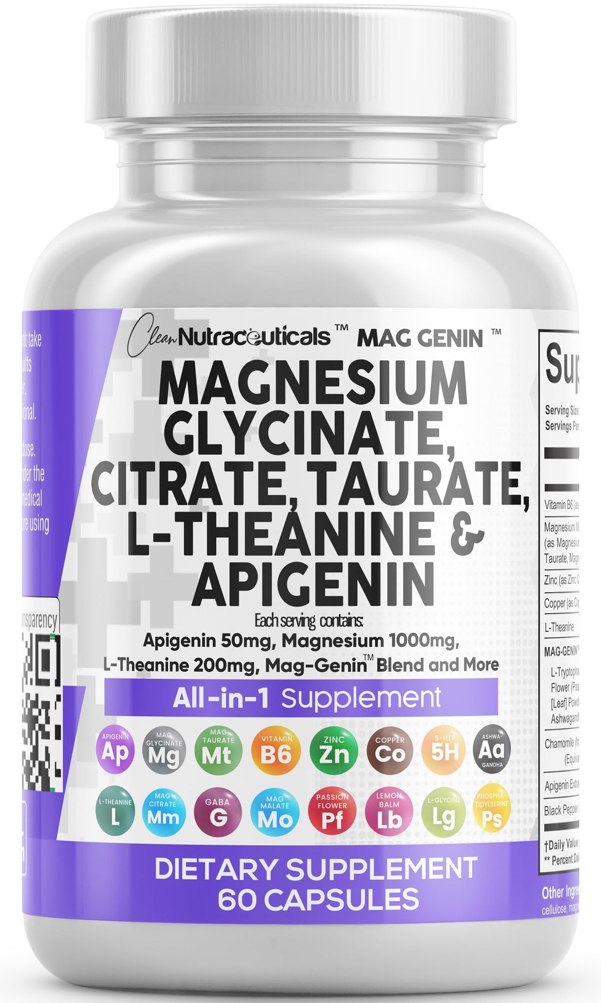 Hero image of Clean Nutraceuticals Mag Genin 60-count bottle