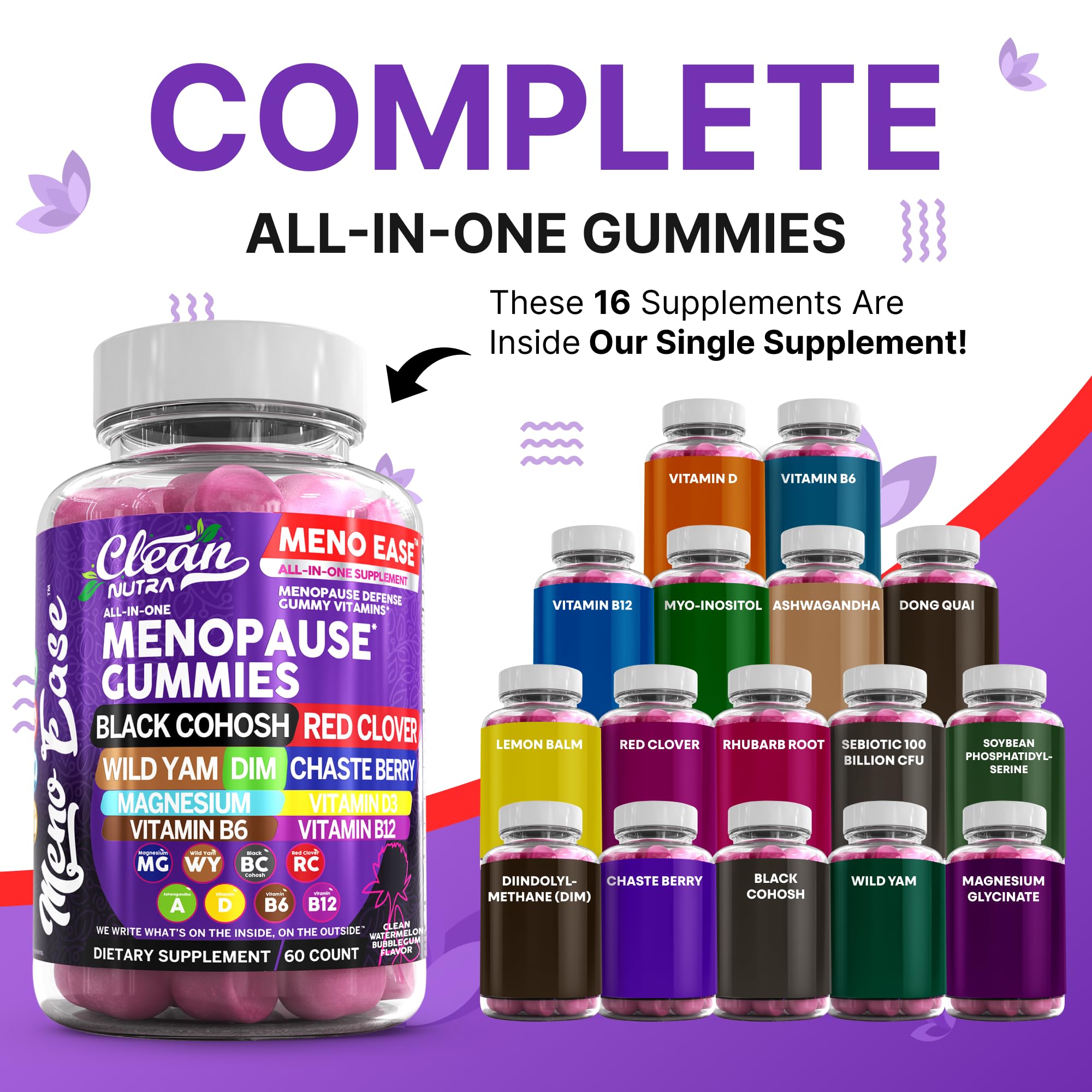 Clean Nutraceuticals menopause gummies packaging displayed on a counter for daily use.