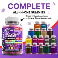 Clean Nutraceuticals menopause gummies packaging displayed on a counter for daily use.