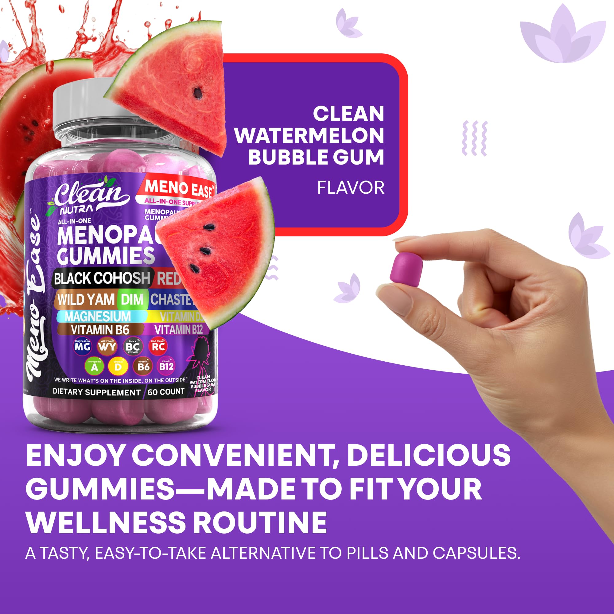Vitamin D3 and B vitamins in Clean Nutraceuticals gummies support daily vitality.