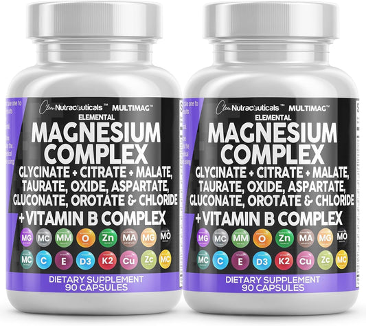 Front label of Clean Nutraceuticals MultiMag Magnesium Complex bottle