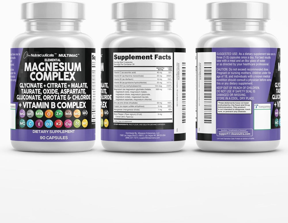 Label showing magnesium aspartate, gluconate, orotate and chloride forms