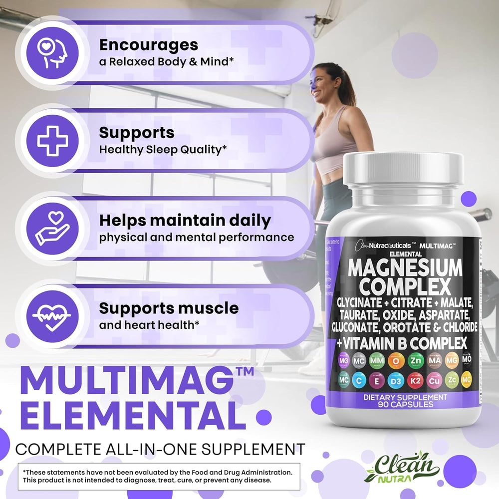Clean Nutraceuticals MultiMag ingredients panel showcases diverse magnesium forms for broad support.
