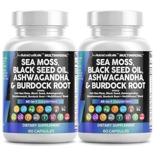 Clean Nutraceuticals 2-pack sea moss and black seed oil bottle