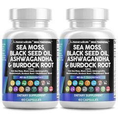 Clean Nutraceuticals 2-pack sea moss and black seed oil bottle