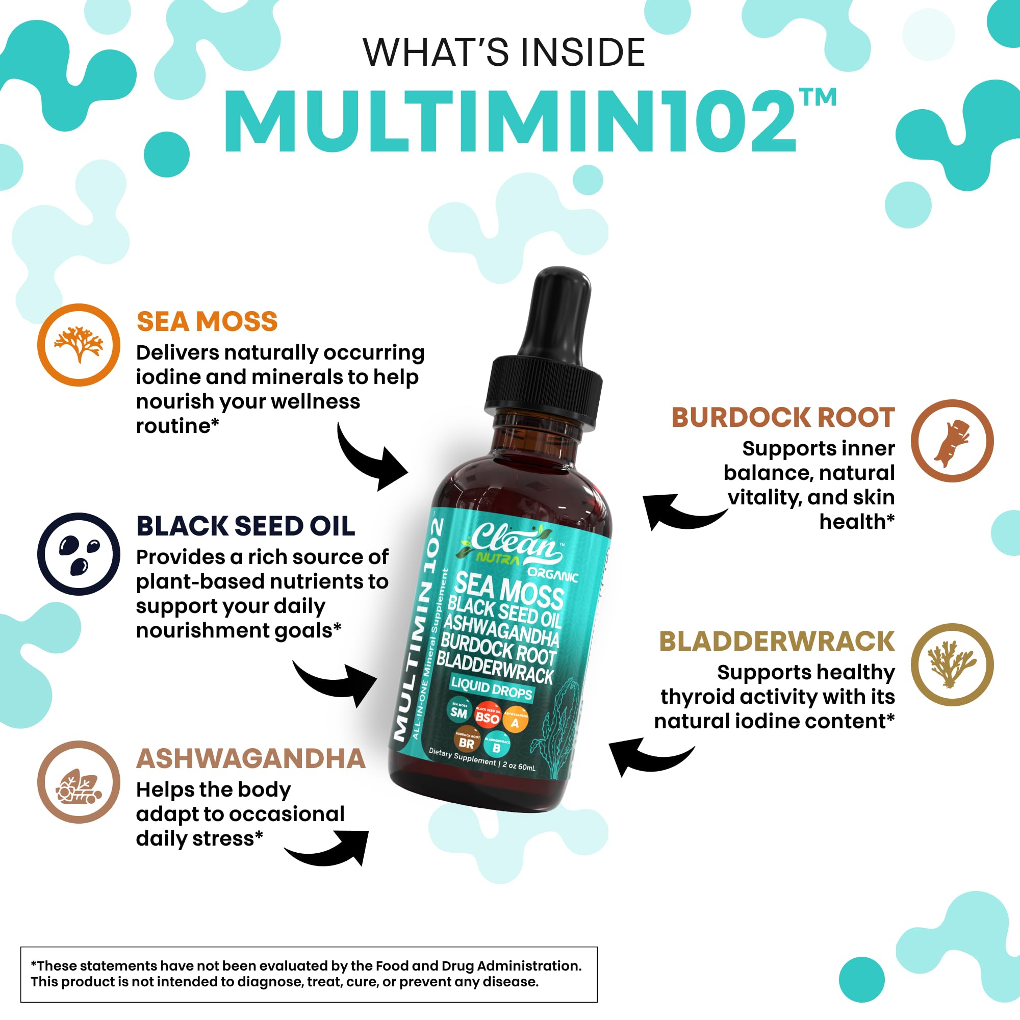 Clean Nutraceuticals Sea Moss Drops dropper closeup enables precise daily dosing.