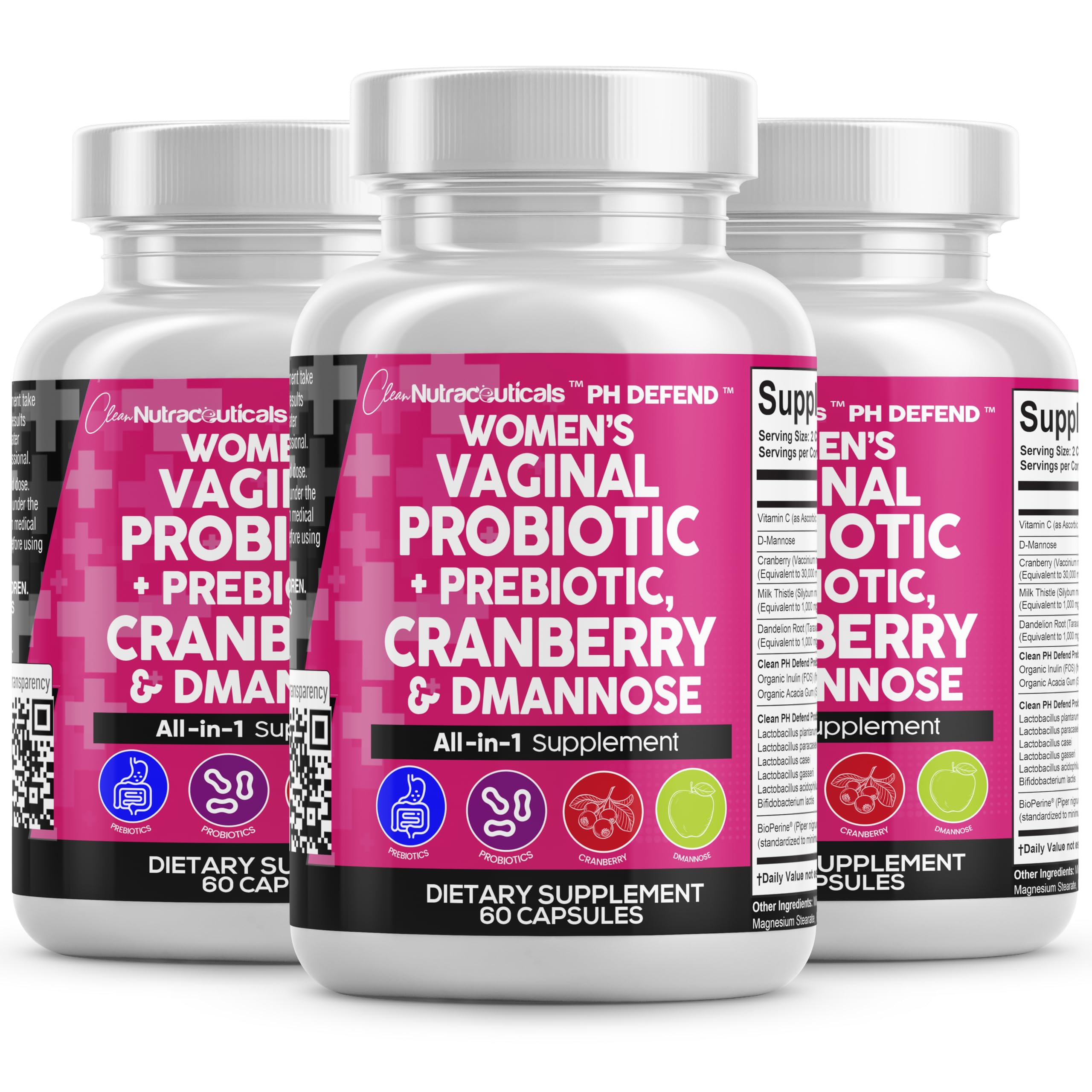 Bottle of Clean Nutraceuticals vaginal probiotics for women