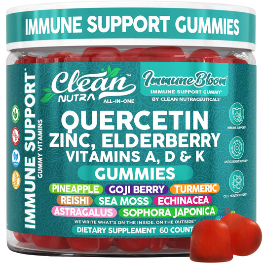Bottle of Clean Quercetin Elderberry Immune Support Gummies