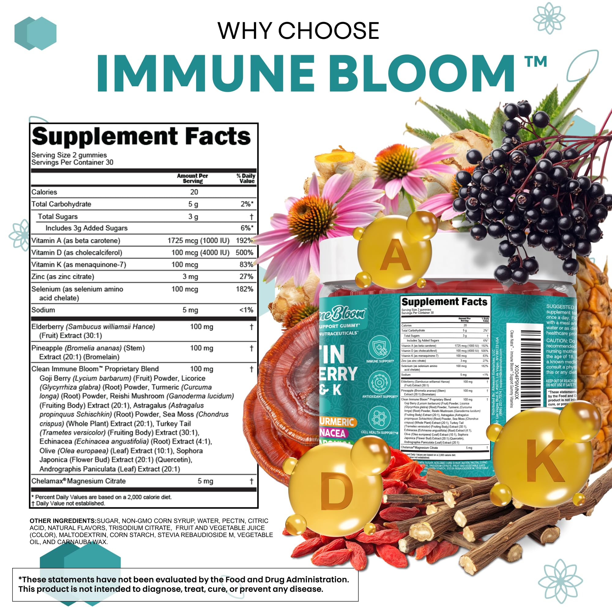 Close-up of mixed berry lemonade immune gummies