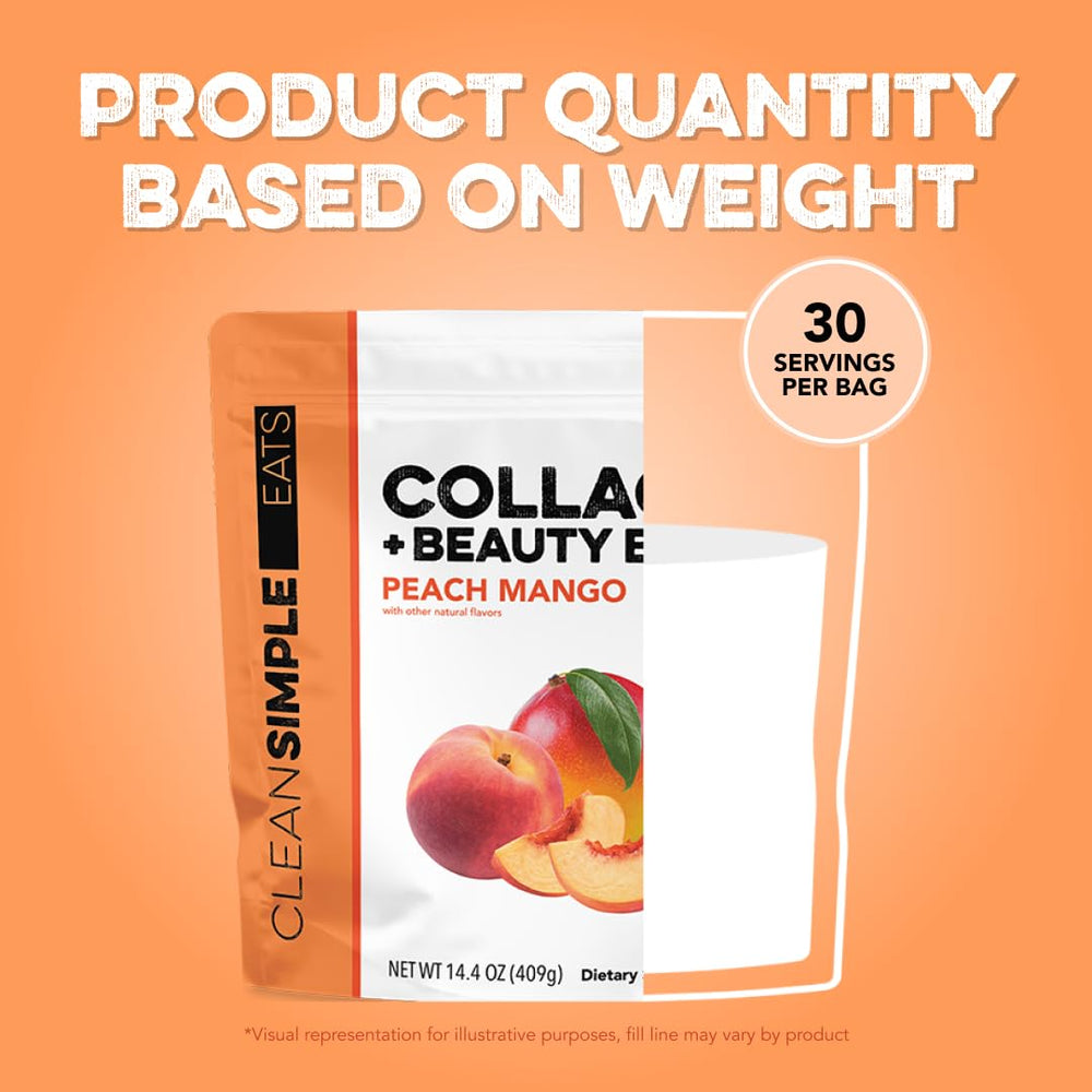 30-serving pouch of Clean Simple Eats Collagen Powder Beauty Blend ready for daily routine