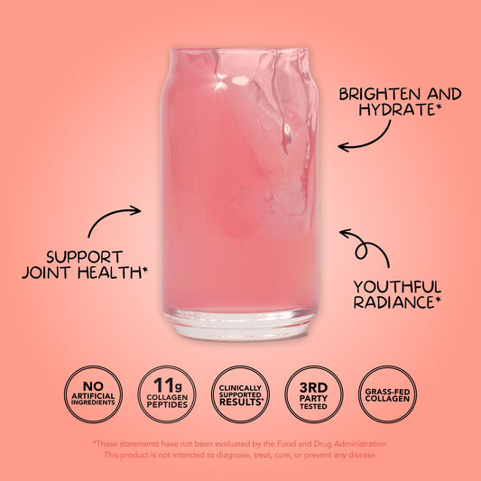 Close-up of Collagen Powder Beauty Blend packaging and flavor scoop
