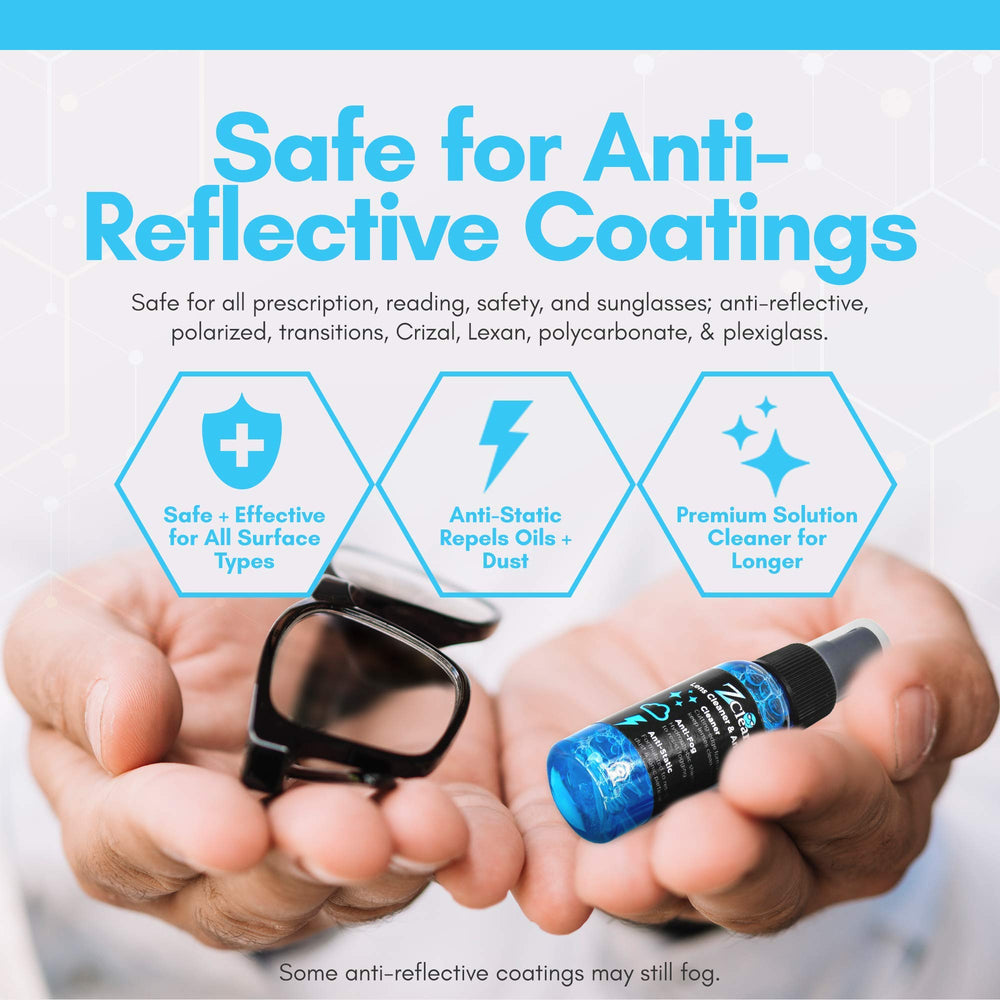 Spray cleaner used on glasses, sunglasses and phone screens