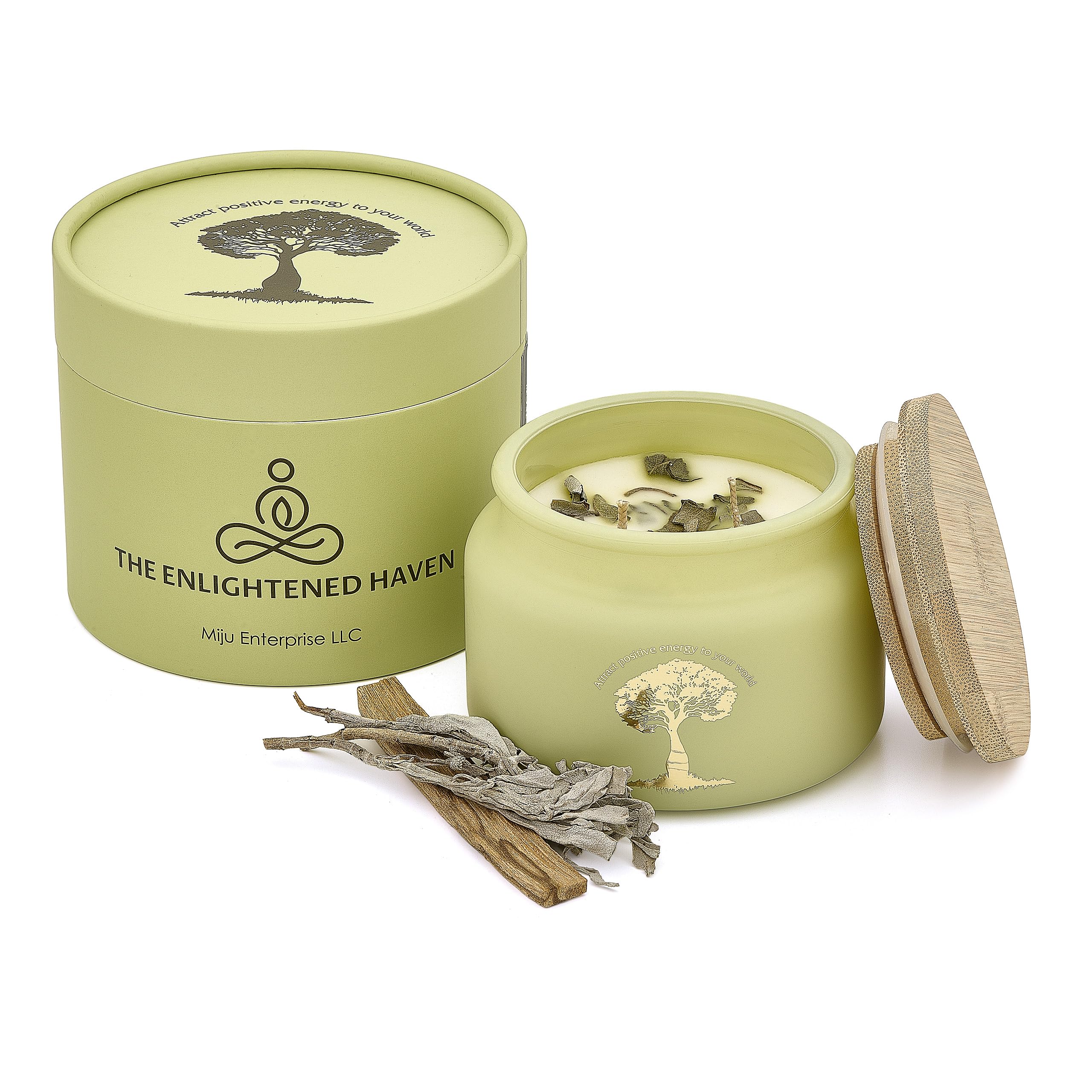 Gift-ready candle with lid on display
