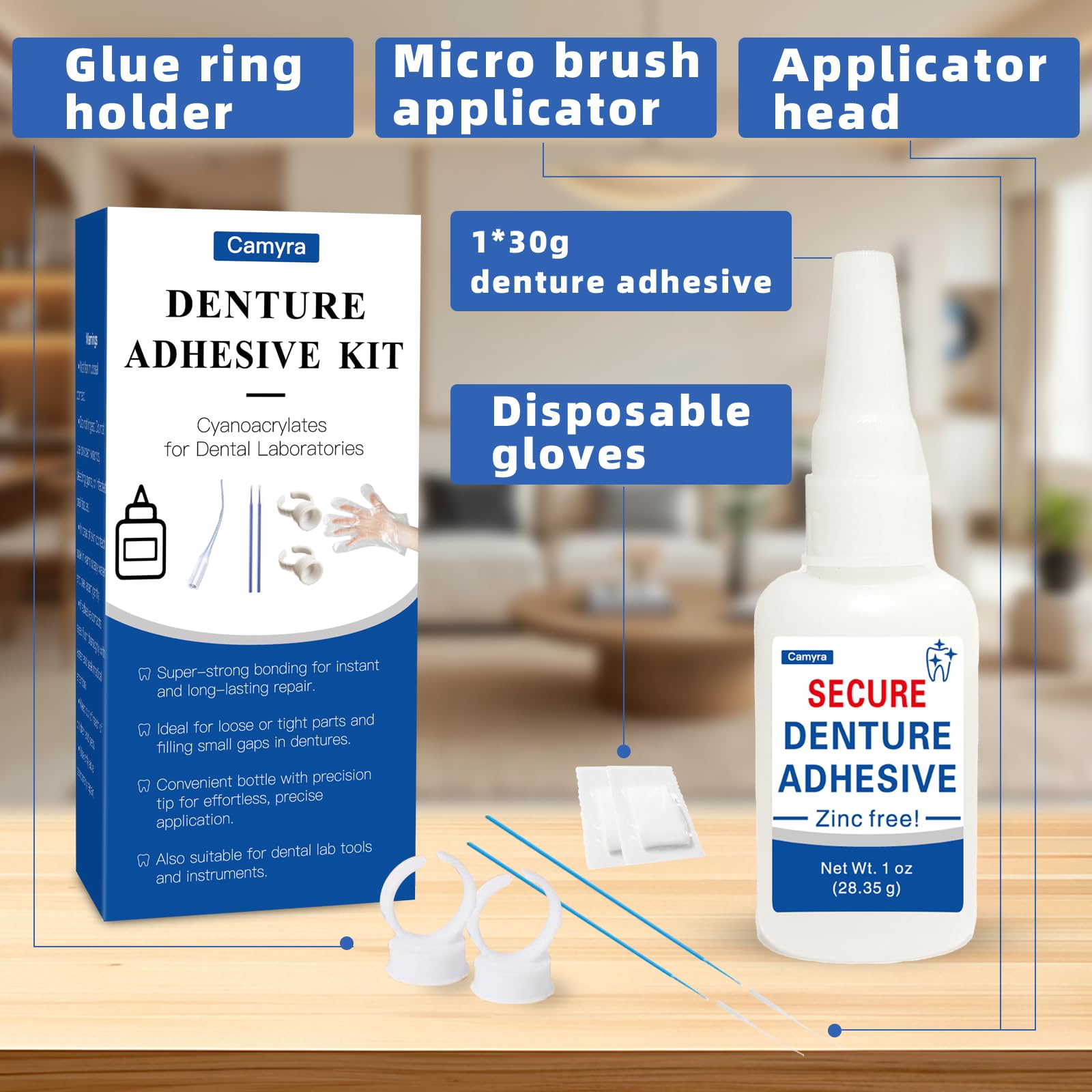 Clear color denture adhesive with non-irritating odor