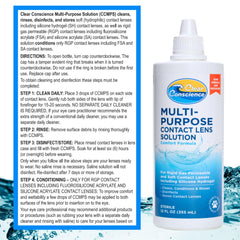 Hands cleaning contact lenses with Clear Conscience solution