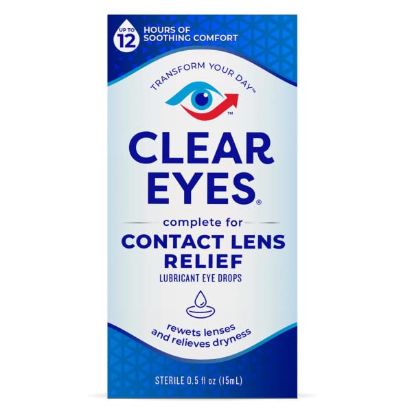 Close-up of Clear Eyes bottle showing dropper tip