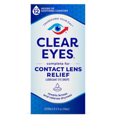 Close-up of Clear Eyes bottle showing dropper tip