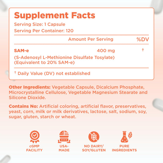 SAM-e 400mg capsules inside bottle