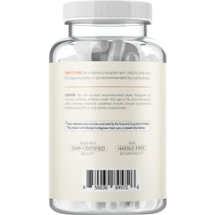 Allergen-free label (dairy, gluten, soy, wheat) on bottle