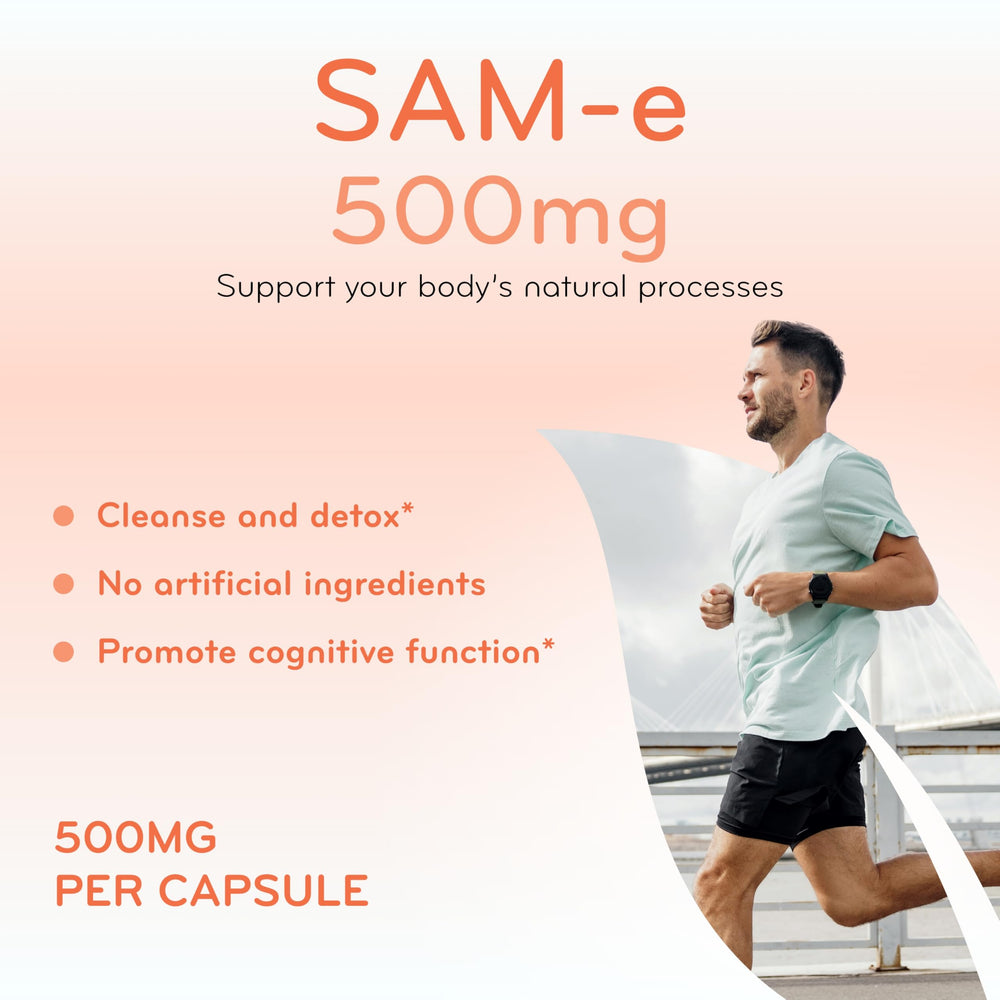 Nutrition facts panel for SAM-e 500mg supplement