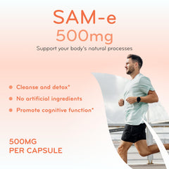 Nutrition facts panel for SAM-e 500mg supplement