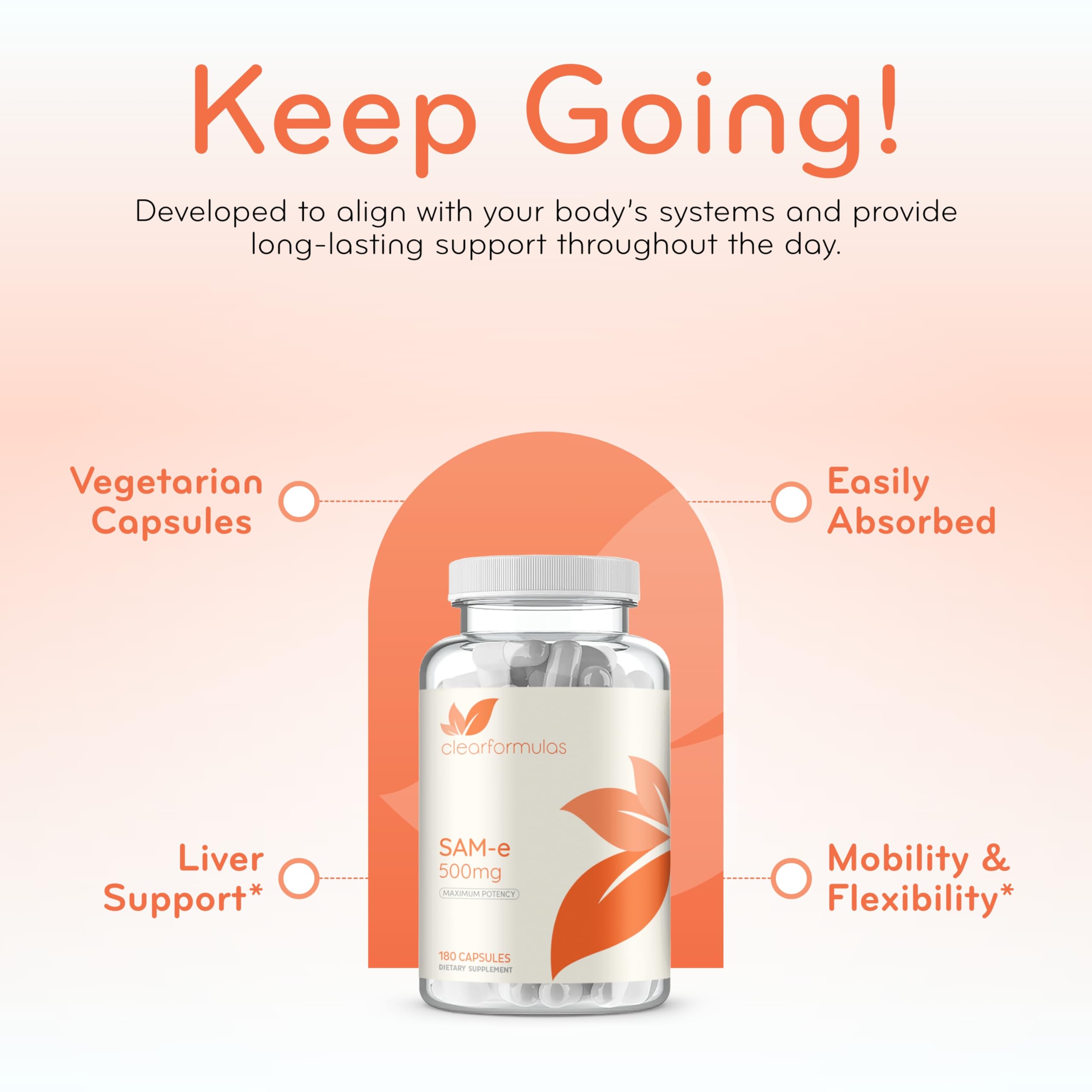 Illustration of liver and brain support with SAM-e 500mg