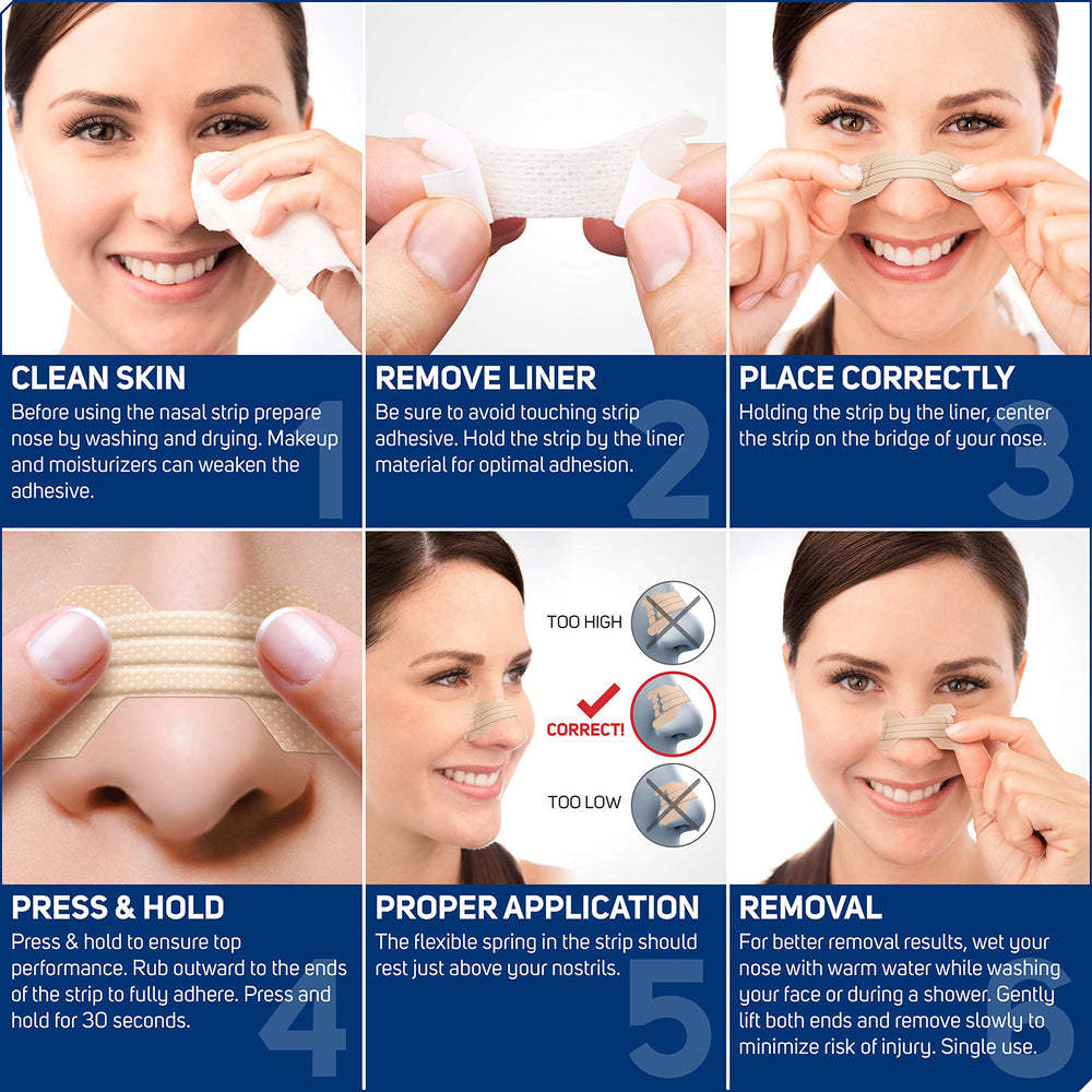 Clear Passage nasal strip demonstrates skin-friendly adhesive for comfortable wear
