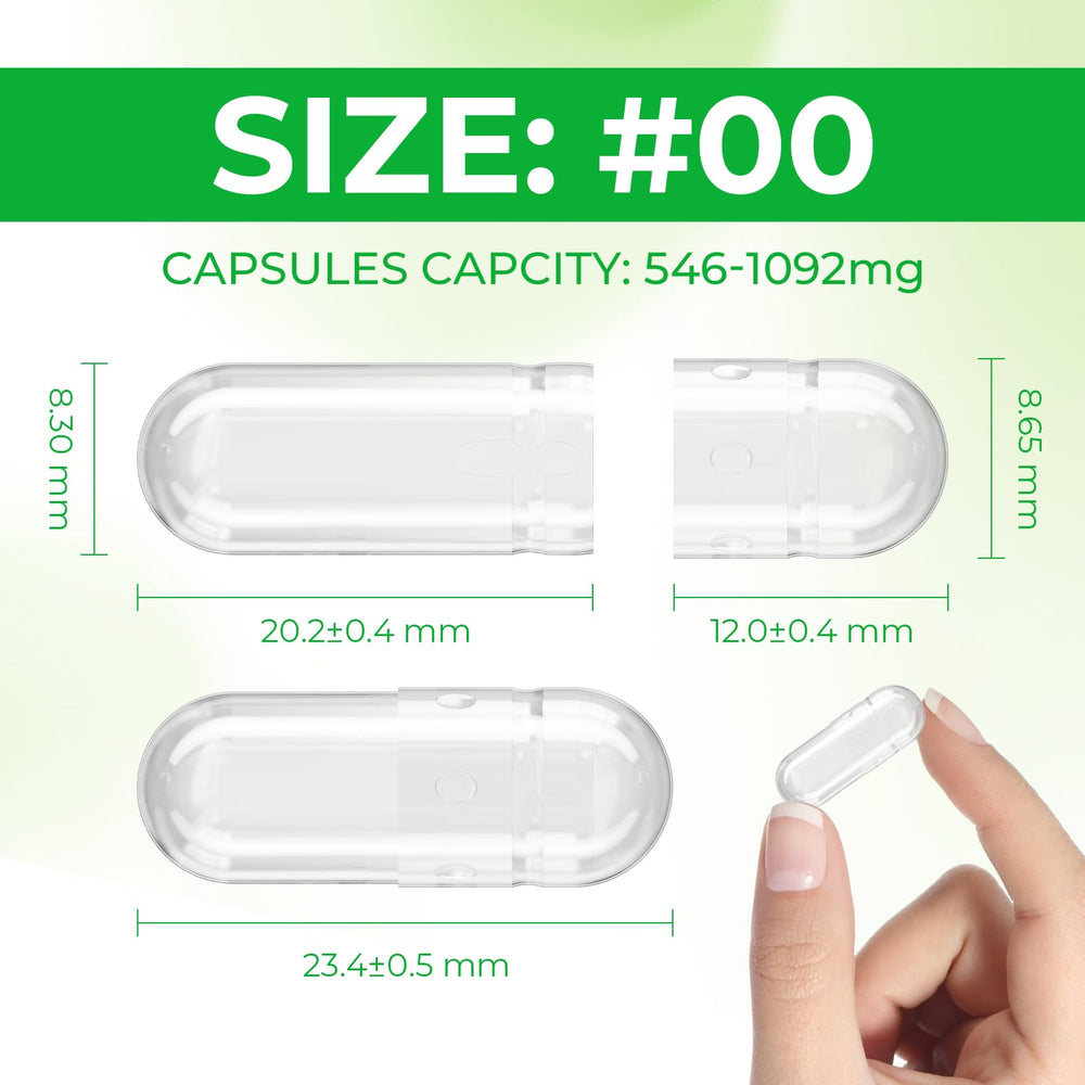 Clear plant-based empty capsules size 00