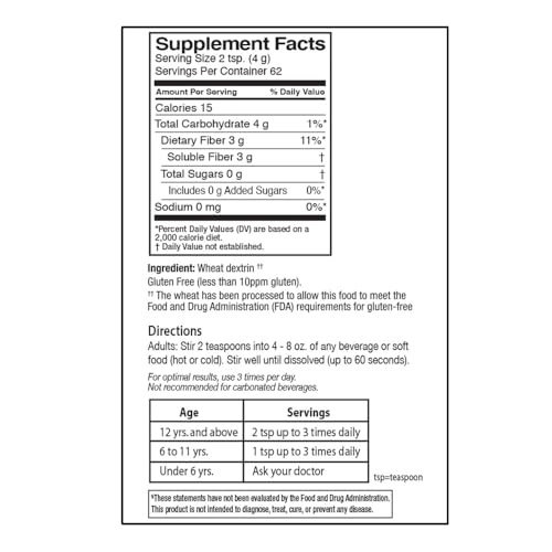8.6 oz (248 g) bottle labeled Quality Choice Clear Prebiotic Fiber Powder