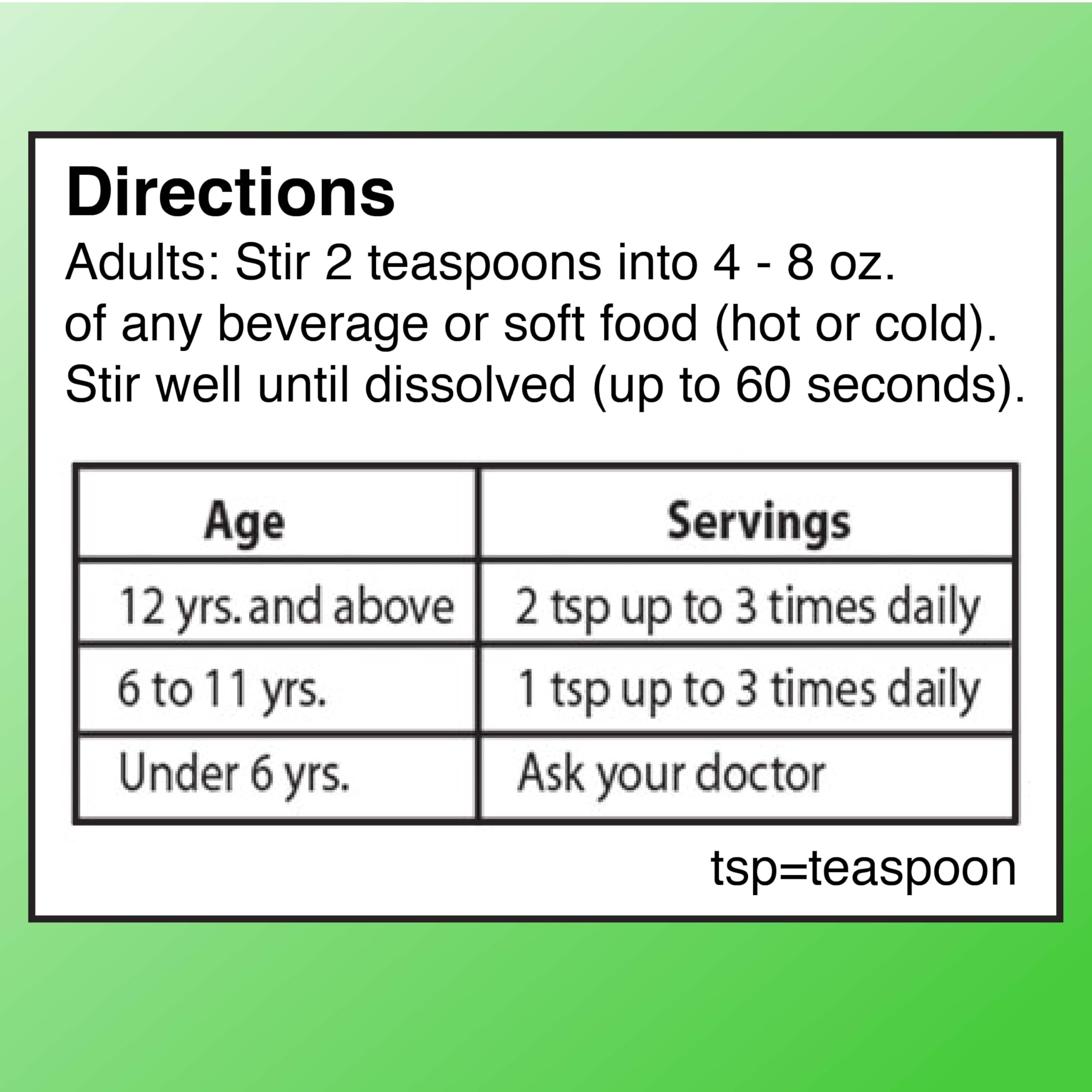 Adult and child 6+ allowed daily fiber supplement