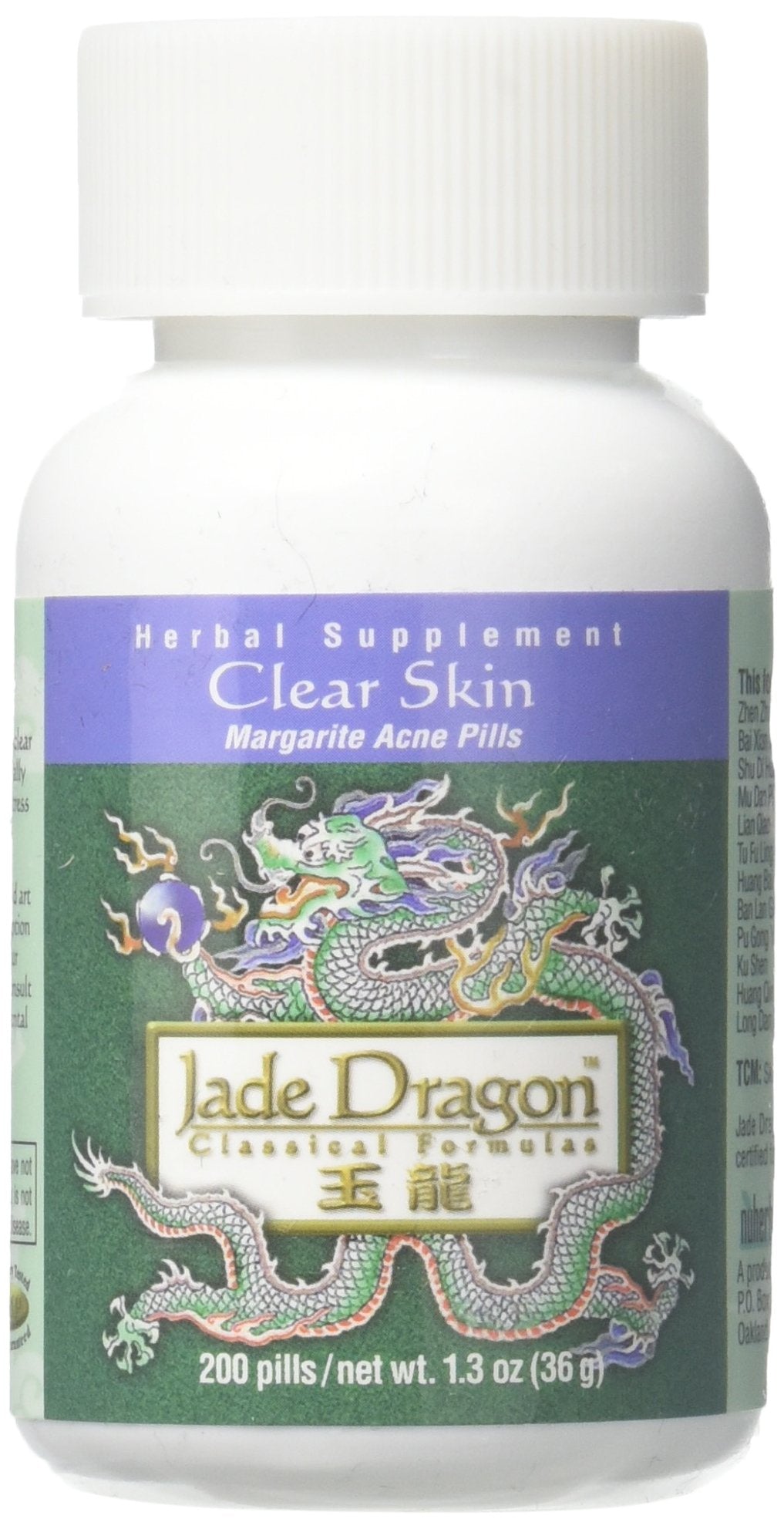 Bottle of Clear Skin Margarite Acne Pills 200-count